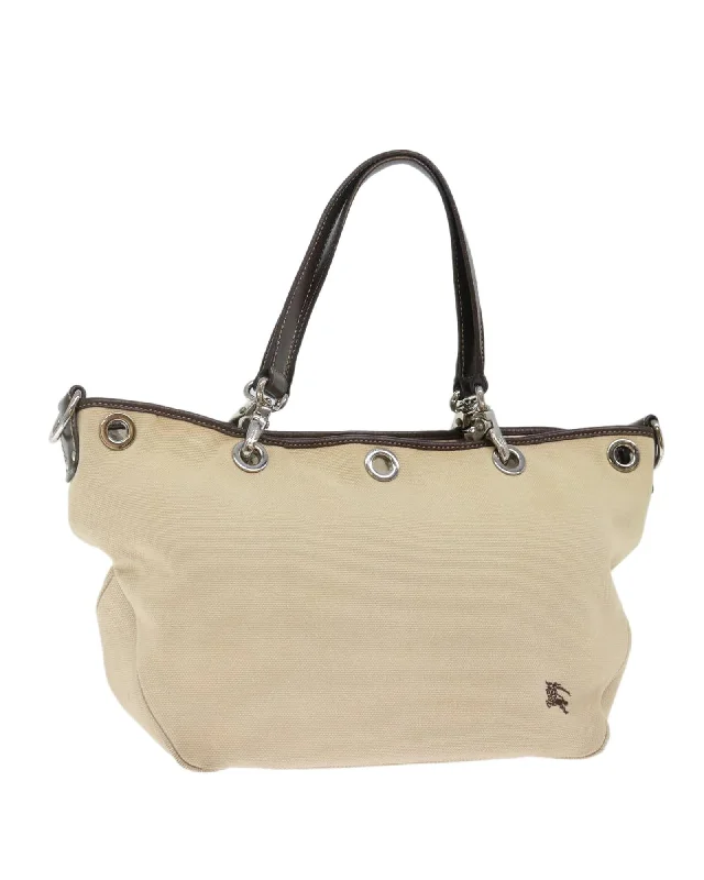 Stylish handle bags with animal print designs for a bold, wild touch-Canvas Beige Hand Bag with Accessory - C Rank