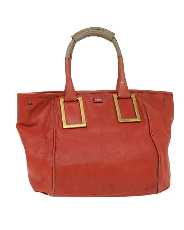 Handle bags with contemporary metal accents for a sleek and polished finish-Red Leather Hand Bag - Authentic Chloe