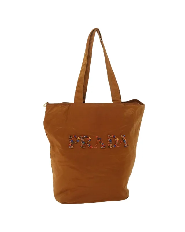 Stylish handle bags with mixed materials for a modern, textured look-Nylon Tote Bag with Guarantee Card - Rank C