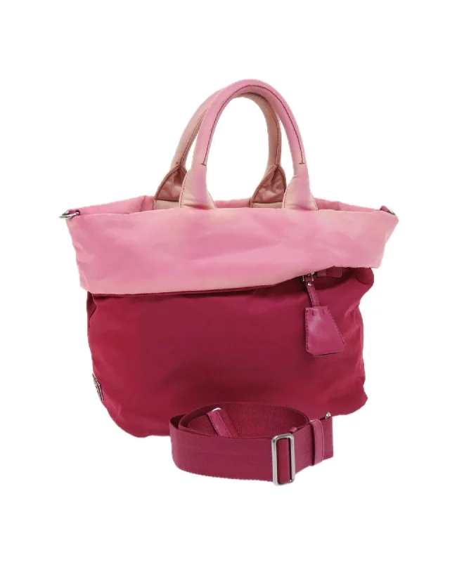 Best handle bags with reversible designs for two stylish looks in one-Nylon 2-way Hand Bag in Pink