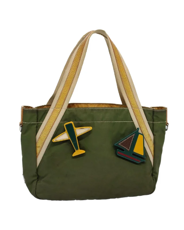 Best handle bags with pebble leather for a textured and durable finish-Green Nylon Tote Bag