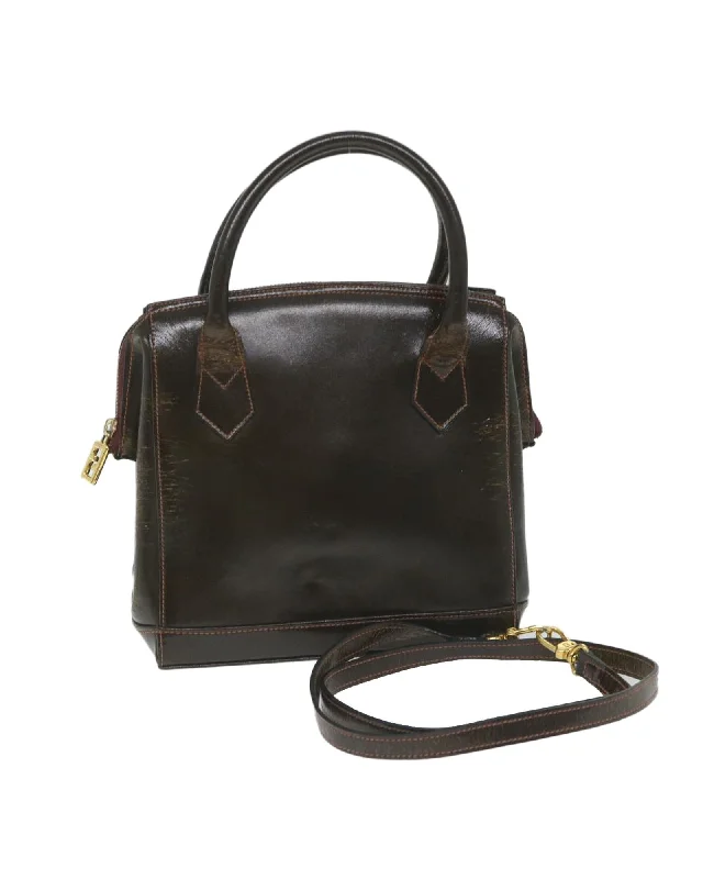 Best handle bags with pebble leather for a textured and durable finish-Leather 2way Hand Bag in Brown