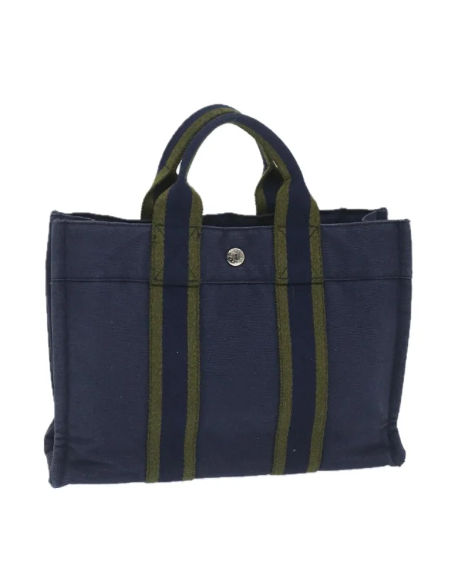 Handle bags with colorful straps for a fun and vibrant addition to your outfit-Canvas Navy Hand Bag - C Rank