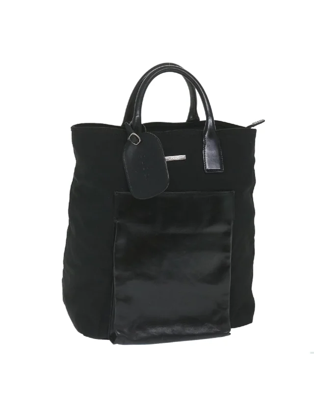 Handle bags with faux leather for a cruelty-free and affordable alternative-Canvas Tote Bag with Name Tag and Accessory