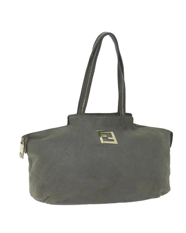 Elegant handle bags with minimalist designs for a sophisticated, chic look-Gray Leather Tote Bag