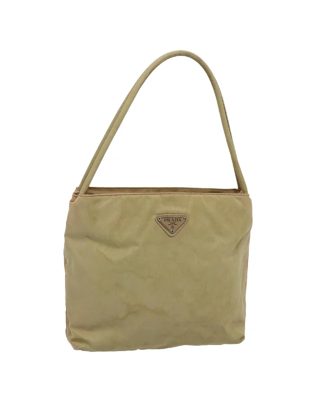 Handle bags with sturdy, durable handles for comfortable and long-lasting wear-Nylon Khaki Tote Bag by Prada