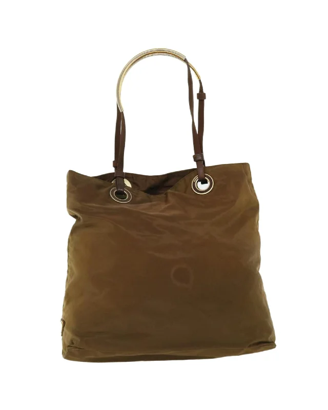 Best handle bags with woven straw materials for a light and summer-ready look-Nylon Tote Bag with Accessory - CD Rank