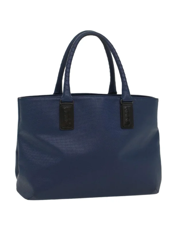 Best handle bags with large, comfortable handles for easy and ergonomic carrying-Navy PVC Leather Tote Bag