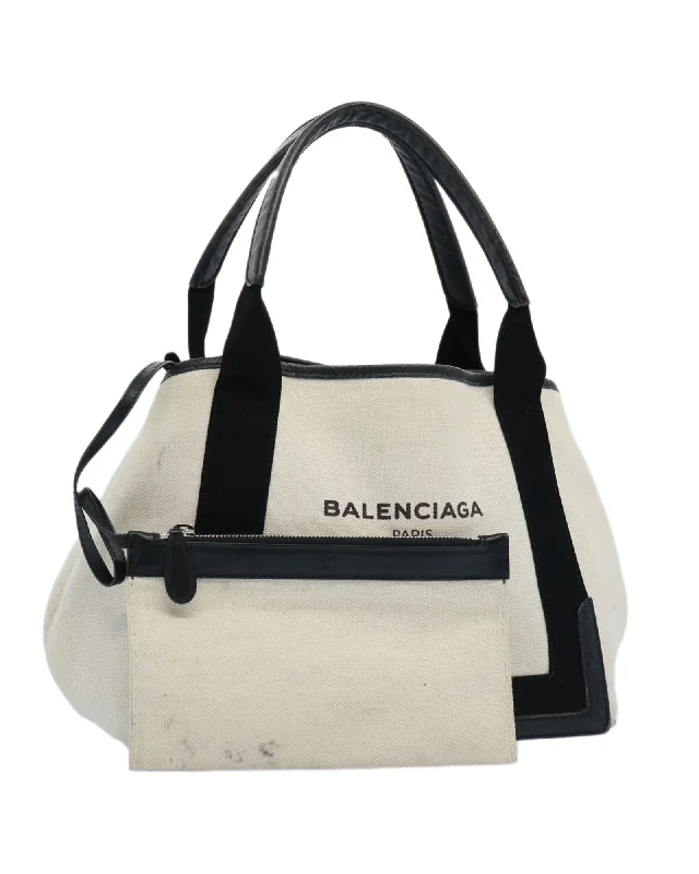 Elegant handle bags with crocodile texture for a luxurious and exotic appearance-Canvas Tote Bag with Pouch by Balenciaga