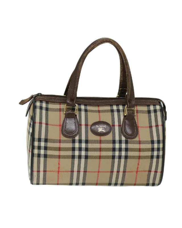 Handle bags with soft suede material for a plush and refined appearance-Canvas Hand Bag with Nova Check Pattern