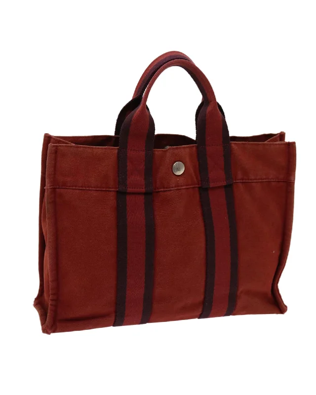 Handle bags with structured designs for a sleek and polished silhouette-Canvas Red Hand Bag with Handle Drop 10cm by HERMES