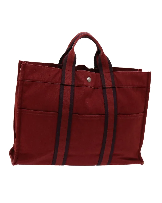 Best handle bags with detachable compartments for added versatility and space-Canvas Red Hand Bag with 10cm Drop Handle - CD Rank