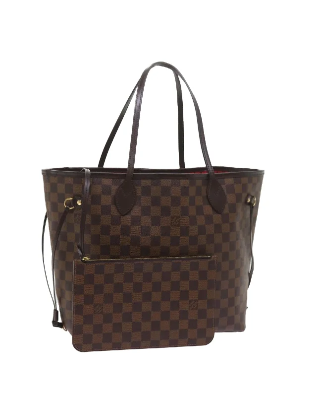 Best handle bags with metallic studs for an edgy, rock-inspired appearance-Durable Damier Ebene Tote Bag with Pouch - Excellent Condition