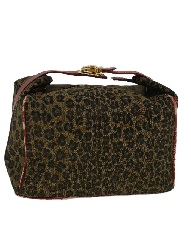 Handle bags with polished metal hardware for a sleek and sophisticated design-Nylon Leopard Hand Bag