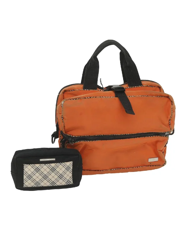 Elegant handle bags with crocodile texture for a luxurious and exotic appearance-Orange Beige Nylon Hand Bag Set