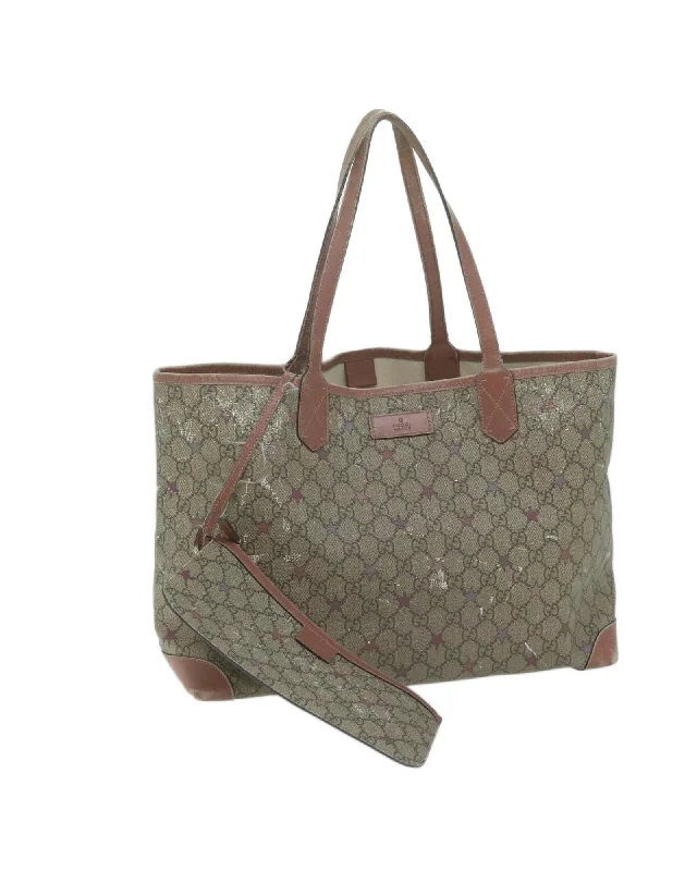 Handle bags with faux leather for a cruelty-free and affordable alternative-GG Supreme Tote Bag with Pouch - Beige Canvas