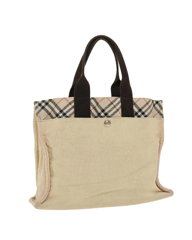 Handle bags with oversized designs for a bold, fashion-forward silhouette-Beige Leather Celine Hand Bag with Canvas Detail