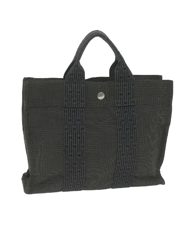 Handle bags with top handles and removable straps for versatile styling options-Gray Nylon Tote Bag - Authentic HERMES Design