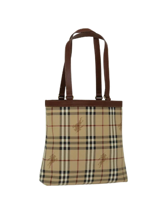 Handle bags with polished metal hardware for a sleek and sophisticated design-Beige PVC Nova Check Tote Bag by Burberrys