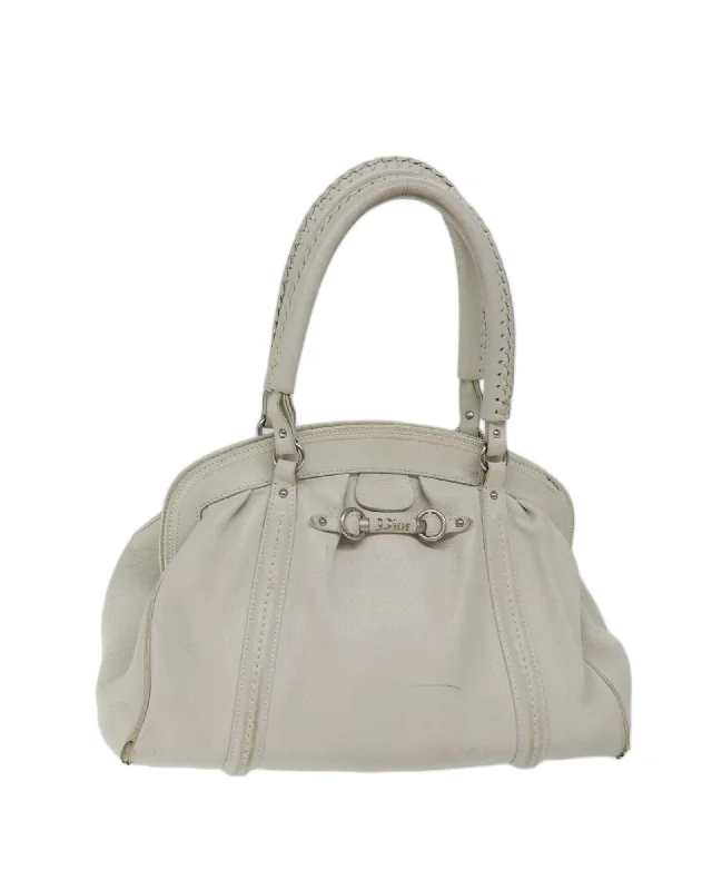 Handle bags with transparent panels for a modern and trendy effect-White Leather Designer Hand Bag