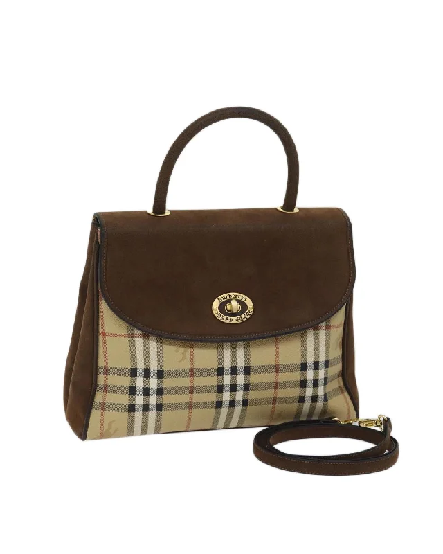 Best handle bags with sporty, casual designs for a laid-back, stylish vibe-Classic Brown Checkered Hand Bag with Shoulder Strap - Italian Made