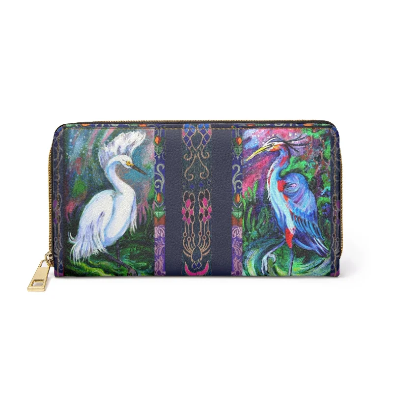 Tote bags with bold text for statements -Zipper Wallet - Two Herons